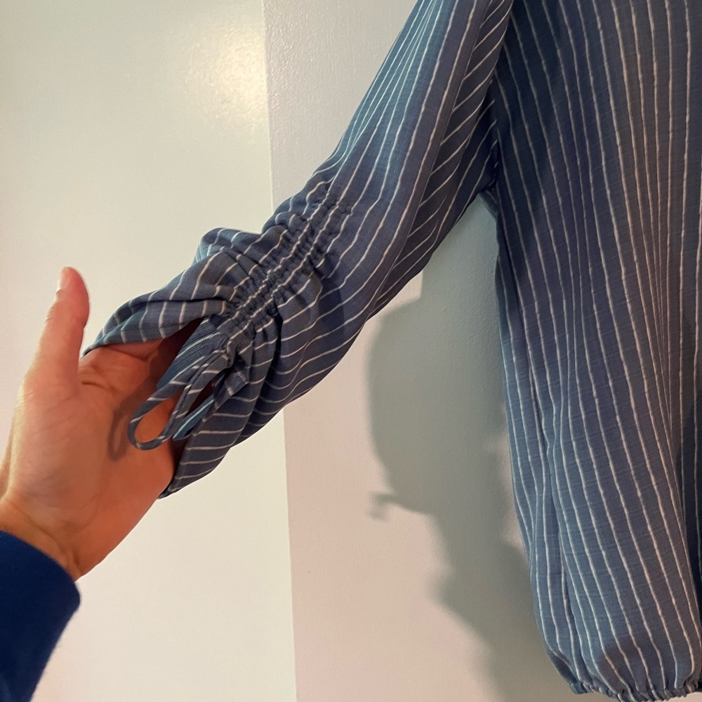 Blue Striped Blouse by West - Picture 3 of 3